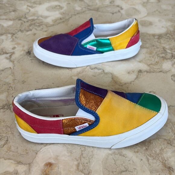 Rare VANS Pride Patchwork SLIP ON Skate Shoes UNISEX Women’s SZ 7.5 /Men’s Sz 6 - Picture 5 of 11